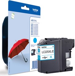 Brother inktcartridge, 1.200 pagina's, OEM LC-225XLC, cyaan, op blister