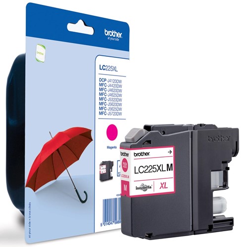 Brother cartouche d'encre, 1200 pages, OEM LC-225XLM, magenta, sous blister
