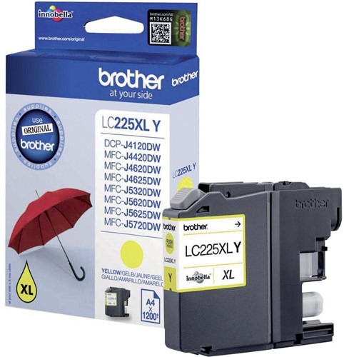 Brother cartouche d'encre, 1.200 pages, OEM LC-225XLY, jaune 1 Stuk