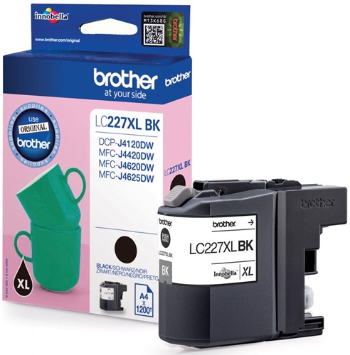 Brother cartouche d'encre, 1.200 pages, OEM LC-227XLBK, noir, sous blister
