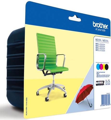Brother inktcartridge, 2.400 pagina's, OEM LC-229XLVAL, 4 kleuren 4 Stuk