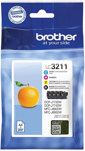 Brother inktcartridge, 200 pagina's, OEM LC-3211VAL, 4 kleuren 4 Stuk