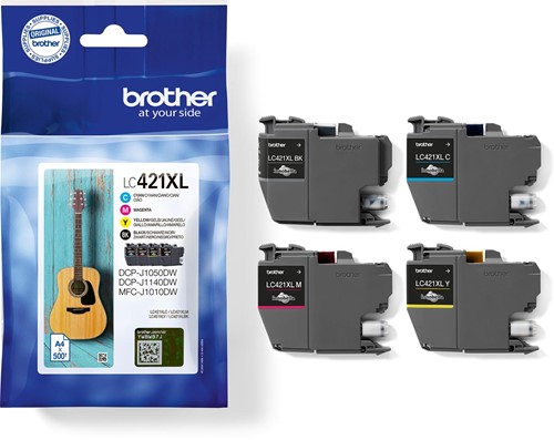 Brother cartouche d'encre,  500 pages, OEM LC-421XLVAL, 4 couleurs-2