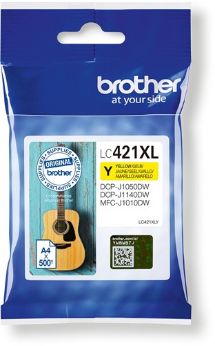Brother cartouche d'encre,  500 pages, OEM LC-421XLY, jaune
