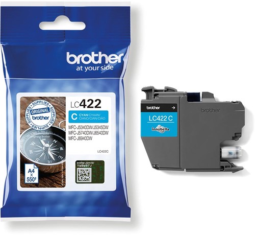 Brother cartouche d'encre, 550 pages, OEM LC-422C, cyan 1 Stuk