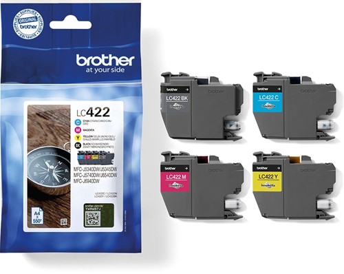 Brother cartouche d'encre, 550 pages, OEM LC-422VAL, 4 couleurs 4 Stuk