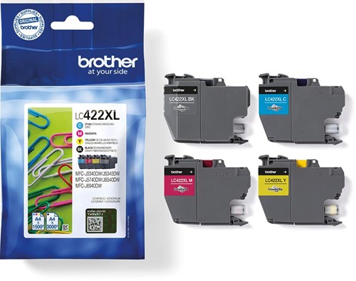 Brother cartouche d'encre, 1.500 - 3.000 pages, OEM LC-422XLVAL, 4 couleurs 4 Stuk