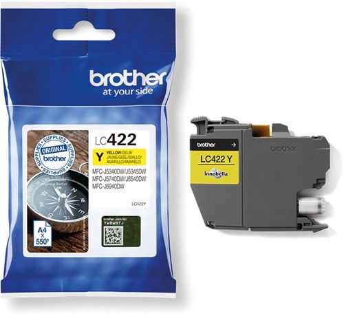 Brother inktcartridge, 550 pagina's, OEM LC-422Y, geel 1 Stuk