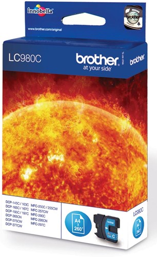Brother inktcartridge, 260 pagina's, OEM LC-980C, cyaan 1 Stuk