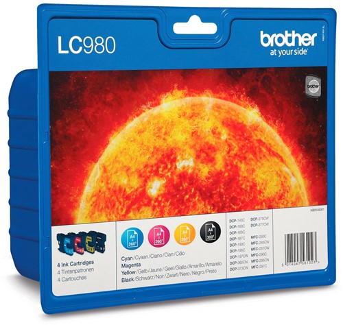 Brother inktcartridge, 260 - 300 pagina's, OEM LC-980VALBP, 4 kleuren 4 Stuk