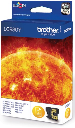 Brother cartouche d'encre, 260 pages, OEM LC-980Y, jaune 1 Stuk