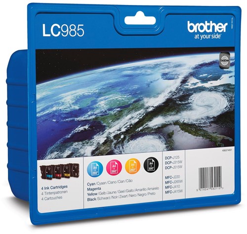 Brother inktcartridge, 260 pagina's, OEM LC-985VB, 4 kleuren 4 Stuk