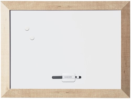 Bi-Office Tableau blanc magnétique Kamashi avec cadre naturel