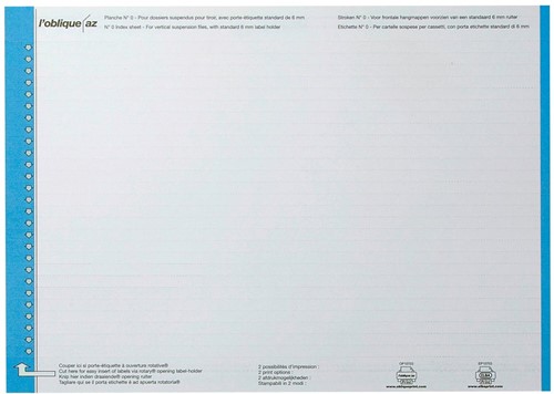 Elba étiquettes dossiers suspendus, pour tiroirs, bleu, 1 feuille avec 27 étiquettes