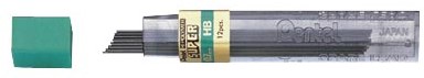 Pentel potloodstiften, 0,7 mm, 2B, etui van 12 stuks 12 Stuk