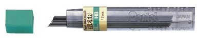 Pentel potloodstiften, 0,7 mm, B, etui van 12 stuks 12 Stuk