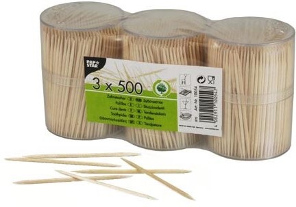Papstar cure-dents, 3 tubes de 500 pièces