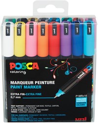 Uni POSCA marqueur peinture PC1-MR, 0,7 mm, boîte de 16 pièces en couleurs assorties