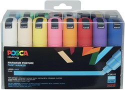 Uni POSCA marqueur peinture PC-8K, 8 mm, étui de 16 pièces en couleurs assorties