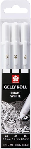 Sakura roller Gelly Roll  basic white 3 pièces, 05/08/10#