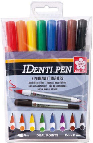Sakura marqueur IDenti-Pen, étui de 8 pièces en couleurs assorties