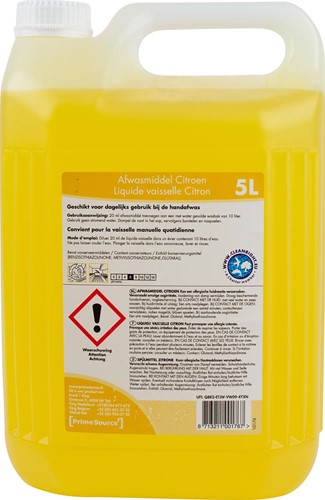 Primesource détergent vaisselle citron, bouteille de 5 l