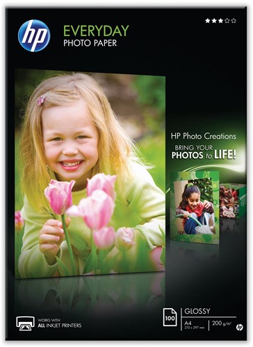HP Everyday papier photo ft A4, 200 g, paquet de 100 feuilles, brillant 100 Vel