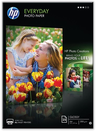 HP Everyday papier photo, ft A4, 200 g, paquet de 25 feuilles, brillant 25 Vel