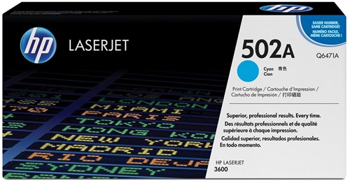 HP toner 502A, 4 000 pagina's, OEM Q6471A, cyaan 1 Stuk