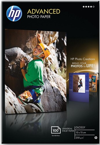 HP Advanced fotopapier ft 10 x 15 cm, 250 g, pak van 100 vel, glanzend 100 Vel