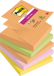 Post-it Super Sticky z-notes Boost, 90 feuilles, ft 76 x 76 mm, couleurs assorties, paquet de 5 blocs 5 Stuk