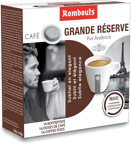 Rombouts dosettes de café pour espresso, Grande Réserve, paquet de 16 pièces