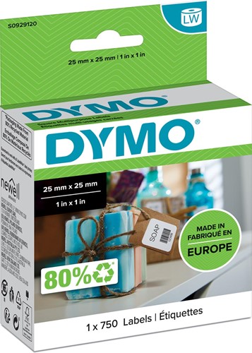 Dymo étiquettes LabelWriter ft 25 x 25 mm, blanc, 750 étiquettes 750 Stuk