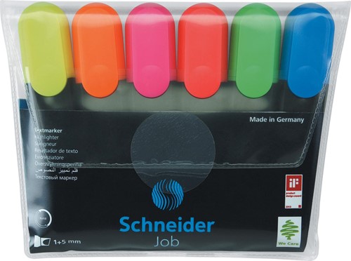 Schneider markeerstift Job 150, etui van 6 stuks in geassorteerde kleuren