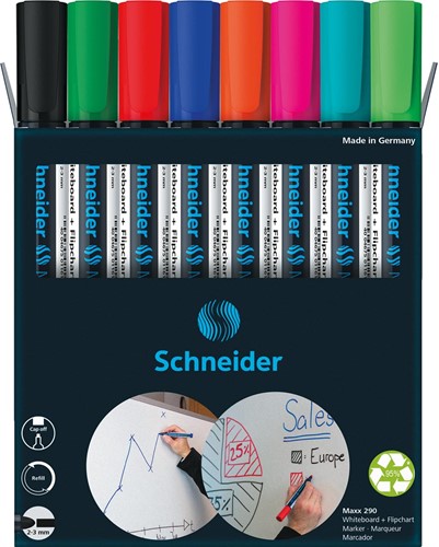Schneider Maxx 290 marqueur pour tableaux blancs, 6 + 2 gratuit, assorti