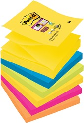 Post-it Super Sticky z-notes Carnival, 90 feuilles, ft 76 x 76 mm, paquet de 6 blocs 6 Stuk