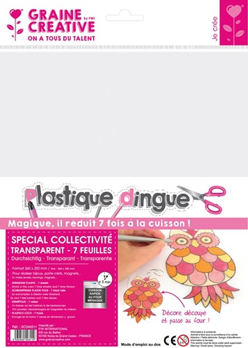 Graine Créative plastique dingue, transparant, étui de 7 feuilles