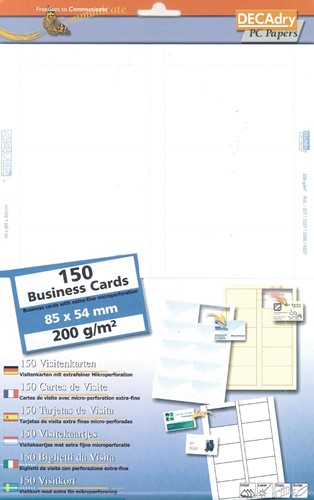 Decadry cartes de visite MicroLine ft 85 x 54 mm, 200 g/m², 150 cartes