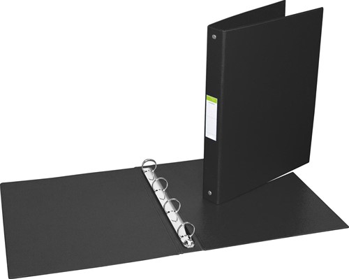 classeur pour ft A4, 4 anneaux de 25 mm, en PVC, noir