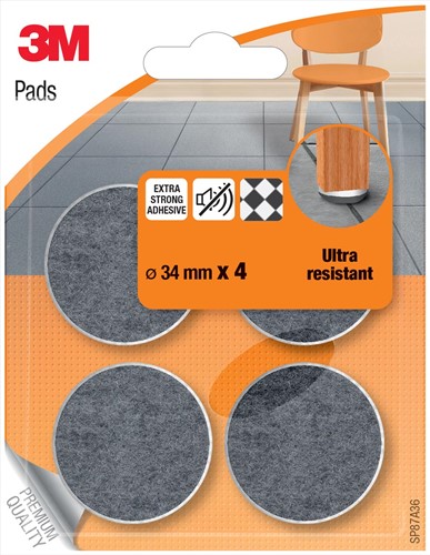 3M pads de protection, en feutre, diamètre 34 mm, blister de 4 pièces