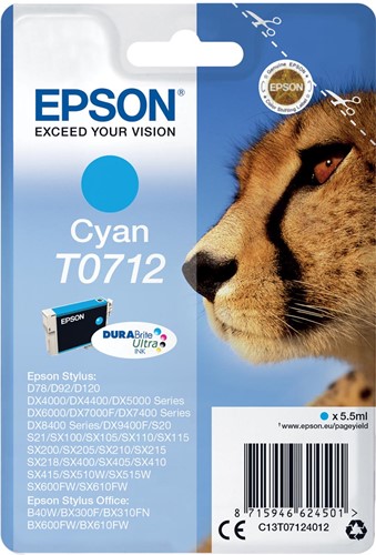 Epson cartouche d'encre T0712, 345 pages, OEM C13T07124012, cyan 1 Stuk