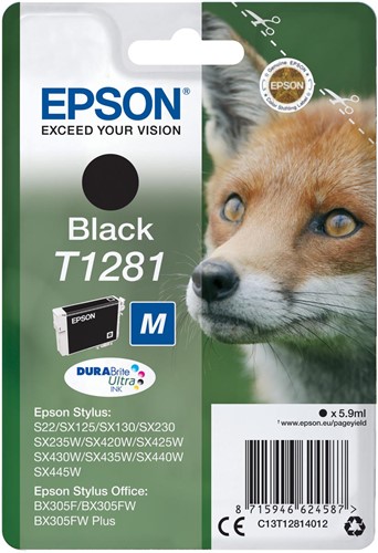 Epson cartouche d'encre T1281, 170 pages, OEM C13T12814012, noir 1 Stuk