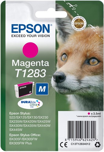 Epson inktcartridge T1283, 140 pagina's, OEM C13T12834012, magenta 1 Stuk