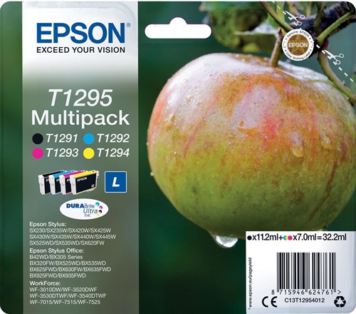 Epson inktcartridge T1295, 425 pagina's, OEM C13T12954012, 4 kleuren 4 Stuk