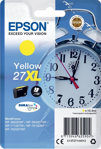 Epson inktcartridge 27XL, 1.100 pagina's, OEM C13T27144012, geel 1 Stuk