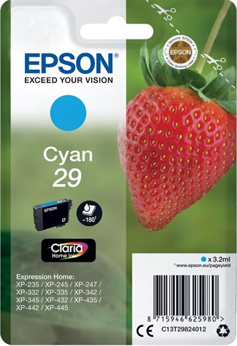 Epson inktcartridge 29, 180 pagina's, OEM C13T29824012, cyaan 1 Stuk