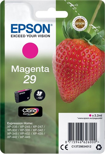 Epson cartouche d'encre 29, 180 pages, OEM C13T29834012, magenta 1 Stuk