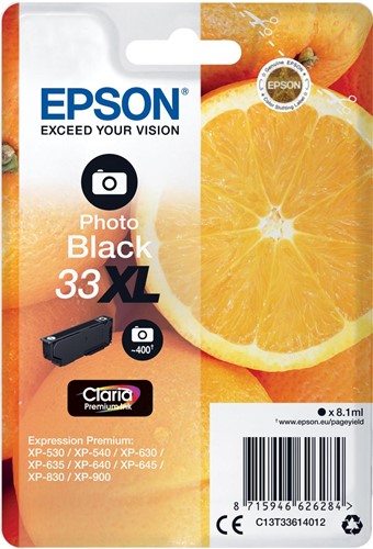 Epson inktcartridge 33XL, 400 pagina's, OEM C13T33614012, foto zwart 1 Stuk