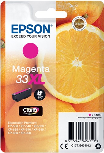 Epson inktcartridge 33XL, 650 pagina's, OEM C13T33634012, magenta 1 Stuk