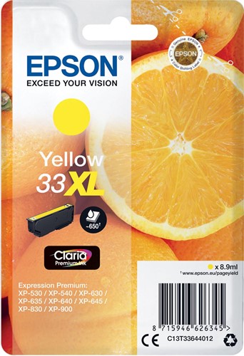 Epson cartouche d'encre 33XL, 650 pages, OEM C13T33644012, jaune 1 Stuk